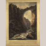 Fig. 1: “Natural Bridge,” after William Roberts (1762–1809), 1808, engraved by Joseph Constantine Stadler (1780–1822) and published by Colnaghi & Co., London, England. Aquatint and line engraving with period color; HOA: 32-1/4”, WOA: 24-1/2”. MESDA Acc. 3433.