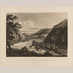 Fig. 3: “Junction of the Potomac and Shenandoah Rivers,” after William Roberts (1762–1809), 1810, engraved by Joseph Jeakes (1788–d.c.1829), London, England. Aquatint; HOA: 15-1/4”, WOA: 19-3/4.” MESDA Acc. 3424.3; Gift of G. Wilson Douglas, Jr. and Douglas Battery Fund.