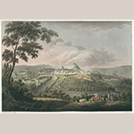 Fig. 8: “A View of Launceston,” after William Roberts (1762–1809), 1799, engraved by Francis Jukes (1788–d.c.1829), London, England. Aquatint with period color; HOA: 17-2/3”, WOA: 24-1/8”. King George III Topographical Collection, the British Library, Cartographic Items Maps K.Top.9.33.a. By permission of the British Library.