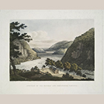 Fig. 22: “Junction of the Potomac and the Shenandoah, Virginia,” after William Roberts (1762–1809), 1810, engraved by Joseph Jeakes (1788–d.c.1829), London, England. Aquatint with period color; HOA: 11-1/3”, WOA: 14”. Collection of the New York Public Library, The Miriam and Ira D. Wallach Division of Art, Prints and Photographs: Print Collection.