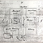 Fig. 5. 1850 floor plan sketch of the Pinckney Mansion. Note the protruding stairwell on the north side of the house.