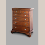 Fig. 7: Chest of drawers by Moses Crawford, 1790-1800, Knox County, Tennessee. Walnut with yellow pine and tulip poplar; HOA: 49-15/16”, WOA: 39”, DOA: 23-1/2. Private collection, MESDA Research File 11,647.