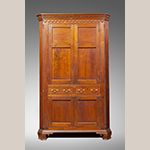 Fig. 30: Corner cupboard by Moses Crawford, 1790-1800, Knox County, Tennessee. Walnut with yellow pine; HOA: 95-3/8”, WOA: 58”, DOA: 24-7/8”. Private collection, MESDA Research File 32,405.