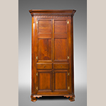 Fig. 40: Corner cupboard by Moses Crawford, 1800-1810, Knox County, Tennessee. Walnut with yellow pine; HOA: 92”, WOA: 49”, DOA: 22”. Private collection, MESDA Research File 32,404.