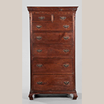 Fig. 46: Tall chest of drawers by Moses Crawford, 1790-1800, Knox County, Tennessee. Walnut with yellow pine and tulip poplar; HOA: 74-1/4”, WOA: 23”. Private collection. Photograph courtesy of Brunk Auctions, Asheville, North Carolina (Lot 28, 13-14 November 2010 sale).