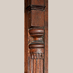 Fig. 49: Detail of capital (proper right side) on tall chest of drawers illustrated in Fig. 46. Photograph courtesy of Brunk Auctions, Asheville, North Carolina.