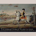 Fig. 14: “General George Wahington/: Reviewing the Western Army at Fort Cumberland the 18;/th of Octo;/r 1794” by Frederick Kemmelmeyer (w.1788-1816); circa 1794-1803. Signed “F. Kemmelmeyer. Pinxit.” Oil with gilt on paper; HOA: 18-1/8”, WOA: 23-1/8”. Collection of the Henry Francis du Pont Winterthur Museum, Bequest of Henry Francis du Pont, acc. 1958.2780. 