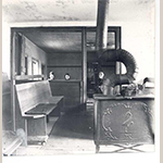 Fig. 12: Interior view of Upper Ridge Meeting House on Apple Pie Ridge; unknown photographer, ca.1900. Collection of the Stewart Bell Jr. Archives, Walker Bond Family Papers, Winchester-Frederick County Historical Society Collection, no. 163-40 wfchs, Handley Regional Library, Winchester, VA.