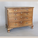 Fig. 19: Chest of drawers, 1780–1800, Frederick Co., VA. Cherry with yellow pine; HOA: 33-3/4”, WOA: 41”, DOA: 22-1/4”. Collection of the Winchester-Frederick County Historical Society, Acc. 1998.005.012, Winchester, VA. Photograph by the author.