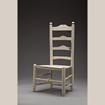 Fig. 77: Chair, 1800–1850, southern Frederick Co., VA. History in the Steele family of Locust Hill. Unidentified woods under white paint; HOA: 37”, WOA: 18-1/2”, WOA: 14-5/8”. Private collection. Photograph by Ron Blunt.