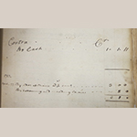 Fig. 84: Detail from James Wood Ledger Book, showing James Wood’s accounts with Richard Fawcett (d.1789), April 1753. Archives Collection, Museum of the Shenandoah Valley.