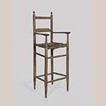 Fig. 101: High chair, 1830–1860, southern Frederick Co., VA. Hickory (or possibly ash) with pine (arms) and white oak (seat); HOA: 37-1/2”, WOA: 14-1/2”, DOA: 12-3/4”. Private collection. Photograph by Gary Albert.