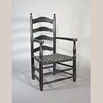 Fig. 105: Armchair, ca.1820, southern Frederick Co., VA. History of descent in the Steele family of Locust Hill. Unrecorded woods under black paint with white oak (seat); HOA: 38-1/2”, WOA: 23-1/4”, DOA: 17-1/2”. Private collection. Photograph by the author.