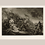 Fig. 10: “The Death of General Warren at the Battle of Bunker’s Hill” after John Trumbull, (1756–1843), engraved by Johann Gotthard von Muller (1747–1830), published in Germany, 1798. Ink on paper; HOA: 23”, WOA: 31-1/2”. Collection of Harvard Art Museums/Fogg Museum (Cambridge, MA), Acc. G2840, Gift of William Gray from the collection of Francis Calley Gray.