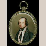 Fig. 4: Miniature portrait of Matthew Fontaine Maury (1806–1873) by George W. L. Ladd, 1829–1834. Inscribed in pencil on paper backing: "G.W. Ladd pinxt." Oil on ivory; HOA: 2", WOA: 2-1/2". Collection of The Mariner's Museum and Park, Newport News, VA, Acc. 1934.1425.000001.