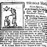 Fig. 9: Advertisement for silversmith Thomas You; 30 June 1767; South Carolina Gazette, and Country Journal; Charleston, SC.