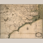 Fig. 1: “A New and Correct MAP of the Province of North Carolina drawn from the Original of Col. Mosely’s [sic] Survey by J. Cowley, London 1737.” Ink on paper; HOA: 22-1/2", WOA: 28". Private collection.