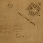 Fig. 8: "A Map of the division line between the Provinces of North and South Carolina... " drawn from the surveys of Robert Holton, Mathew Rowan, and Edward Moseley; London, England; 1735. Ink on paper. Collection of The National Archives of the UK, Kew, England, ref. CO700/CAROLINA8.