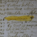 Fig. 22: Detail of the "Carolina" map entry from the inventory of Arthur Dobbs's library. Dobbs Papers (D162), Public Record Office of Northern Ireland (PRONI).