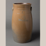 Fig. 5: Churn stamped by George W. Doane (w.c.1845–1870), Louisville, KY, 1845-1850. Stoneware; HOA: 16”, DIA: 8”. Collection of the Speed Museum of Art, Acc. 2012.7.26.