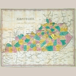 Fig. 1: Map of Kentucky showing centers of stoneware production, adapted from a map printed by Anthony Finley, Philadelphia, PA; 1831. Ink on paper; HOA: 9”, WOA: 11-1/3”. MESDA Library Acc. 012755.