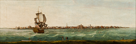 "View of Charles-Town" by Thomas Leitch; Charleston, SC; 1774. Oil on canvas; HOA: 20-1/4", WOA: 60". MESDA Acc. 2024.30.