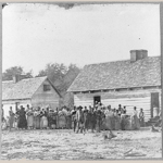 Fig. 2: Photograph, Large group of ex-slaves at Smith’s plantation, Beaufort, SC, by Timothy H. O’Sullivan (b.c.1840–1882), Beaufort, SC, 1862. Albumen print. Collection of the Library of Congress, acc. 3b15290u.