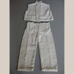 Fig. 5: Child’s “slave cloth” sleeveless jacket and pants, unknown maker, Louisiana, 1850s. Cotton; hand spun and woven. From the Collections of Shadows-on-the-Teche, a Site of the National Trust for Historic Preservation, New Iberia, Louisiana, acc. NT59.67.644 (5B).