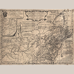 Fig. 3: “A General MAP of the MIDDLE BRITISH COLONIES, in AMERICA…” by Lewis Evans, 1755, engraved by James Turner, Philadelphia, PA. HOA: 22"; WOA: 29-1/2". Library of Virginia, G3710 1755 .E8 Voorhees Collection (available online: http://digitool1.lva.lib.va.us:8881/R/A3HVK9V649I1K8B3M3RI5K8GFGIT7Y1F7STDT2HBDGTGHITC2C-02217?func=dbin-jump-full&object_id=14989&pds_handle=GUEST [accessed 4 September 2013]).