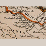 Fig. 12: Detail from the January 1755 (State 3) Fry and Jefferson map showing additions of road network (Figure 13).