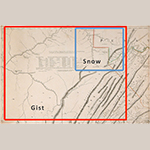 Fig. 22: Regions compiled from information provided by Christopher Gist and “Captain Snow” (image created by the author over the January 1755 [State 3] Fry and Jefferson map [Figure 13]).